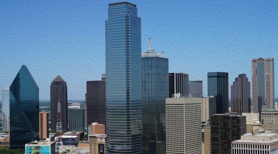 The city of Dallas, Texas skyline